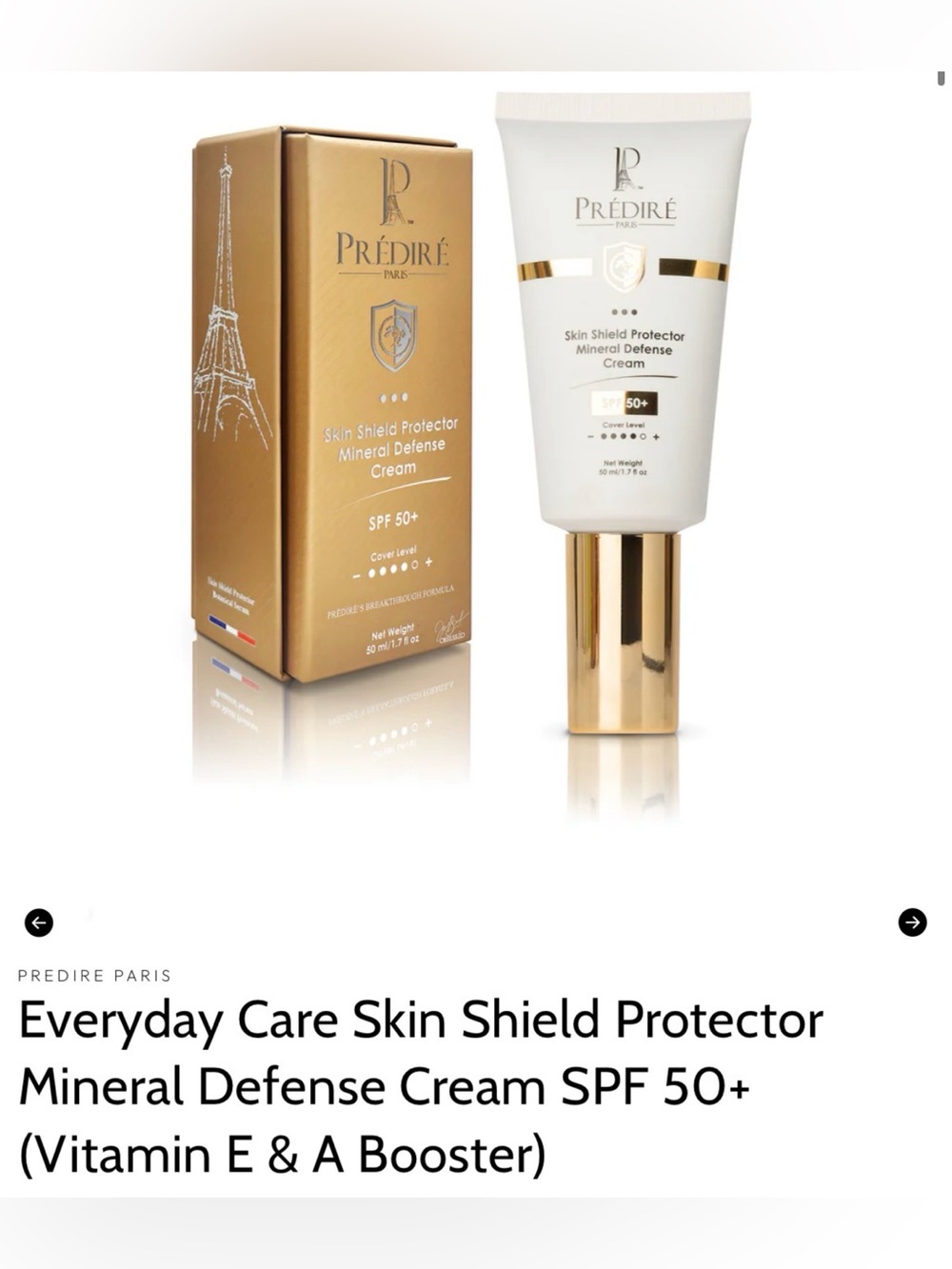 Skin Shield Protector Mineral Defense Cream SPF 50+ — White & Gold
